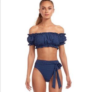 NWT Vitamin A Polka Dot high waist bikini bottom navy